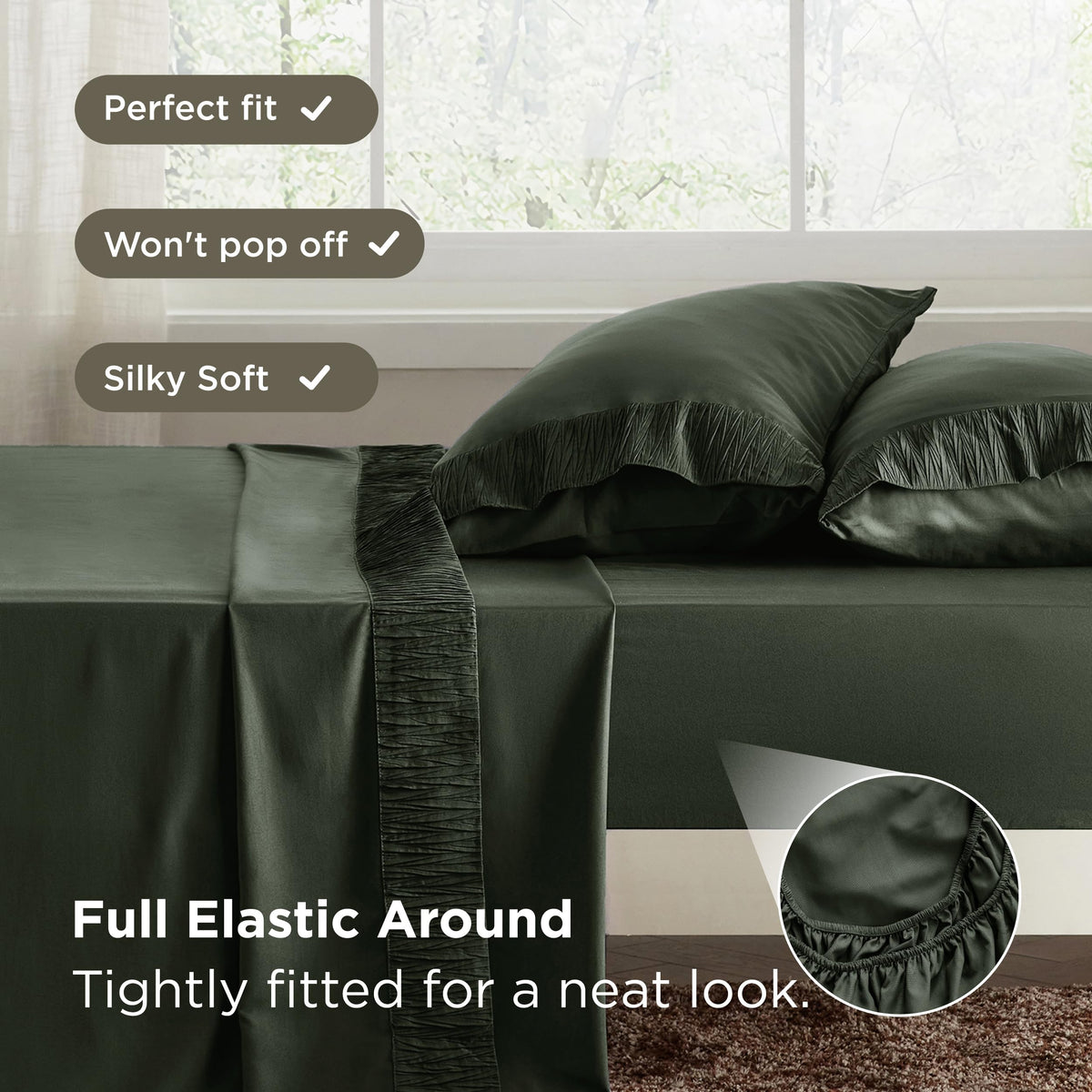 Bedsure easy-care microfiber resists wrinkles, shrinking, and pilling for everyday living