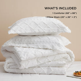 Bedsure easy-care dorm bedding shown being machine washed and dried