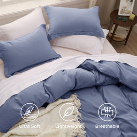 Inside view with eight corner ties securing the duvet insert