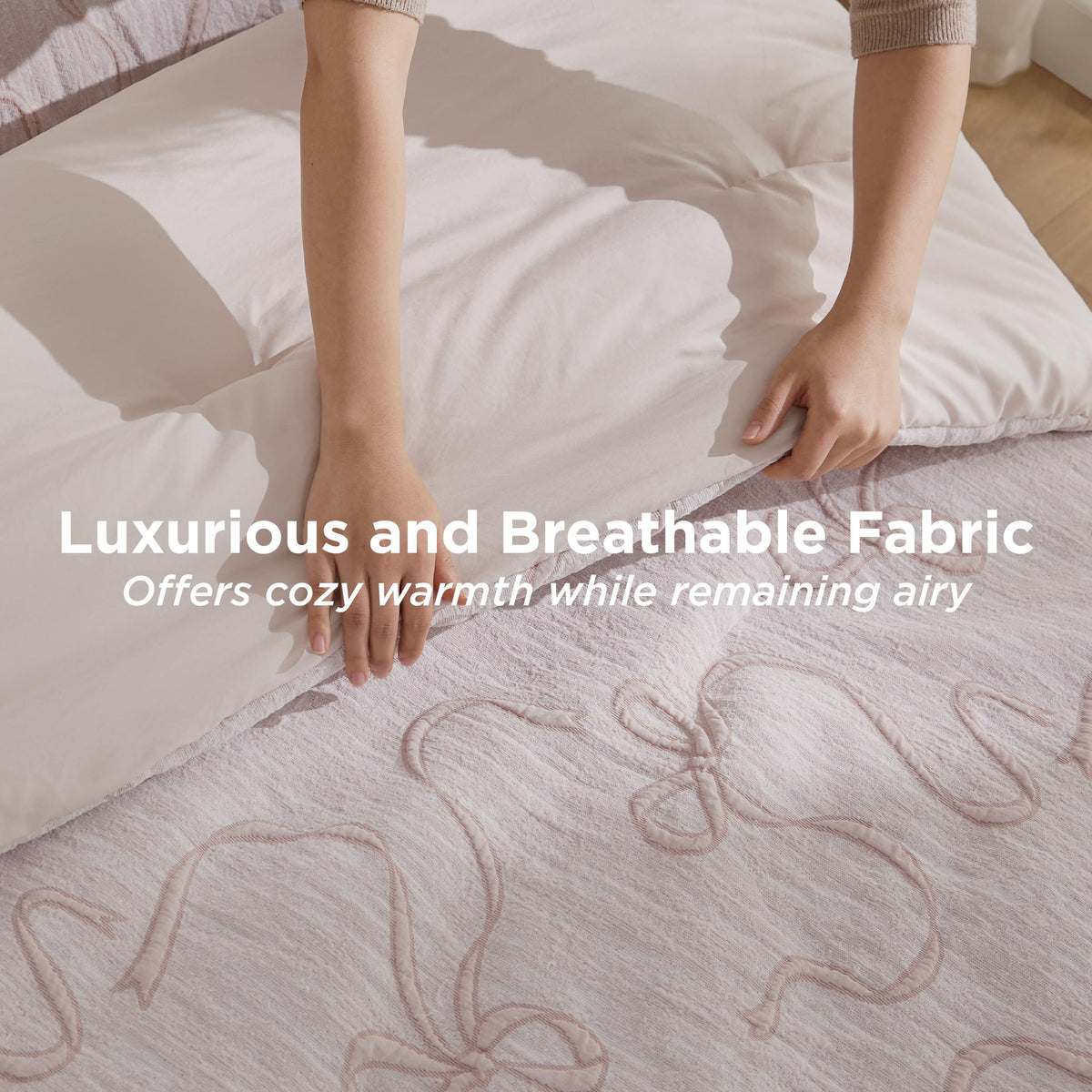 Bedsure butterfly bow design brings elegant style to any pink bedroom