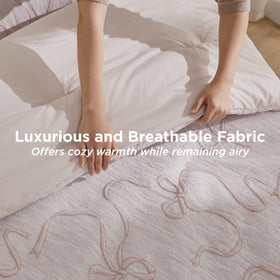 Bedsure butterfly bow design brings elegant style to any pink bedroom