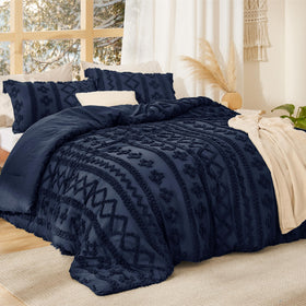Bedsure embroidery close-up showing 3D texture for refined bedroom decor.