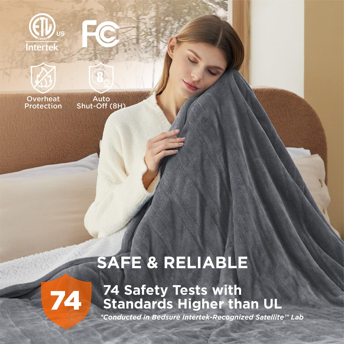 Bedsure ETL and FCC certified label signaling safety and reliability.
