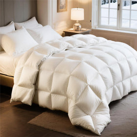 Bedsure feather down comforter king with center-fill for balanced warmth.