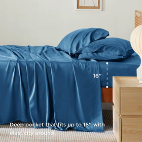Bedsure fitted sheet 16-inch deep pocket covers mattress securely.