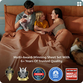 Bedsure fitted sheet with 360-degree elastic secures a snug bed fit.