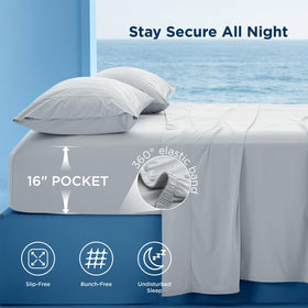 Bedsure fitted sheet showing 360-degree elastic band in action.