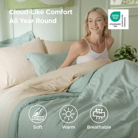 Bedsure flat sheet in sage-green coordinating with the set for cohesive styling