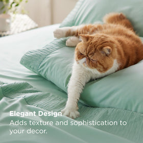 Bedsure flat sheet with ruched border boosts bedroom style.