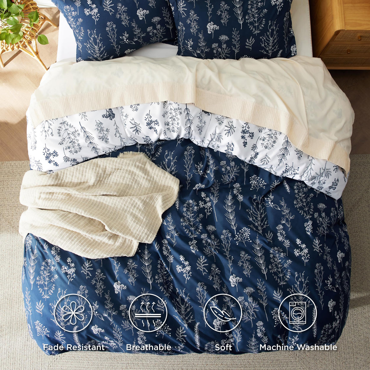 Bedsure 3-piece floral bedding set, gift-ready option.