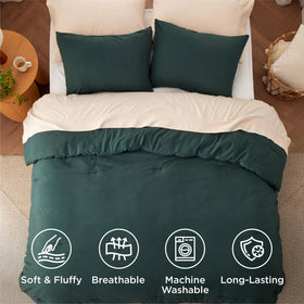 Bedsure forest-green pillowcases set enhances bedroom decor.