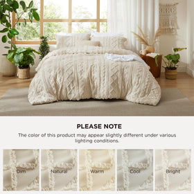 Bedsure full comforter set with two shams fits standard full beds.