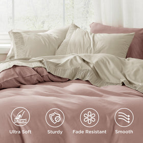 Bedsure full sheet set fitted sheet elastic edge securing a snug fit