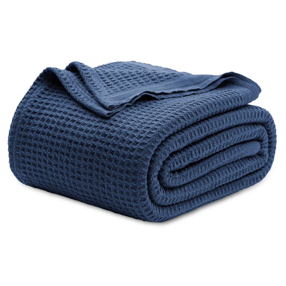 Bedsure Gentlesoft blanket in navy, full shot, showing soft breathable cotton