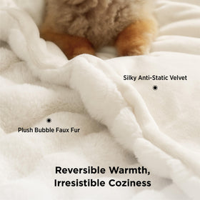 Bedsure GentleSoft 650gsm plush faux rabbit fur close-up texture.