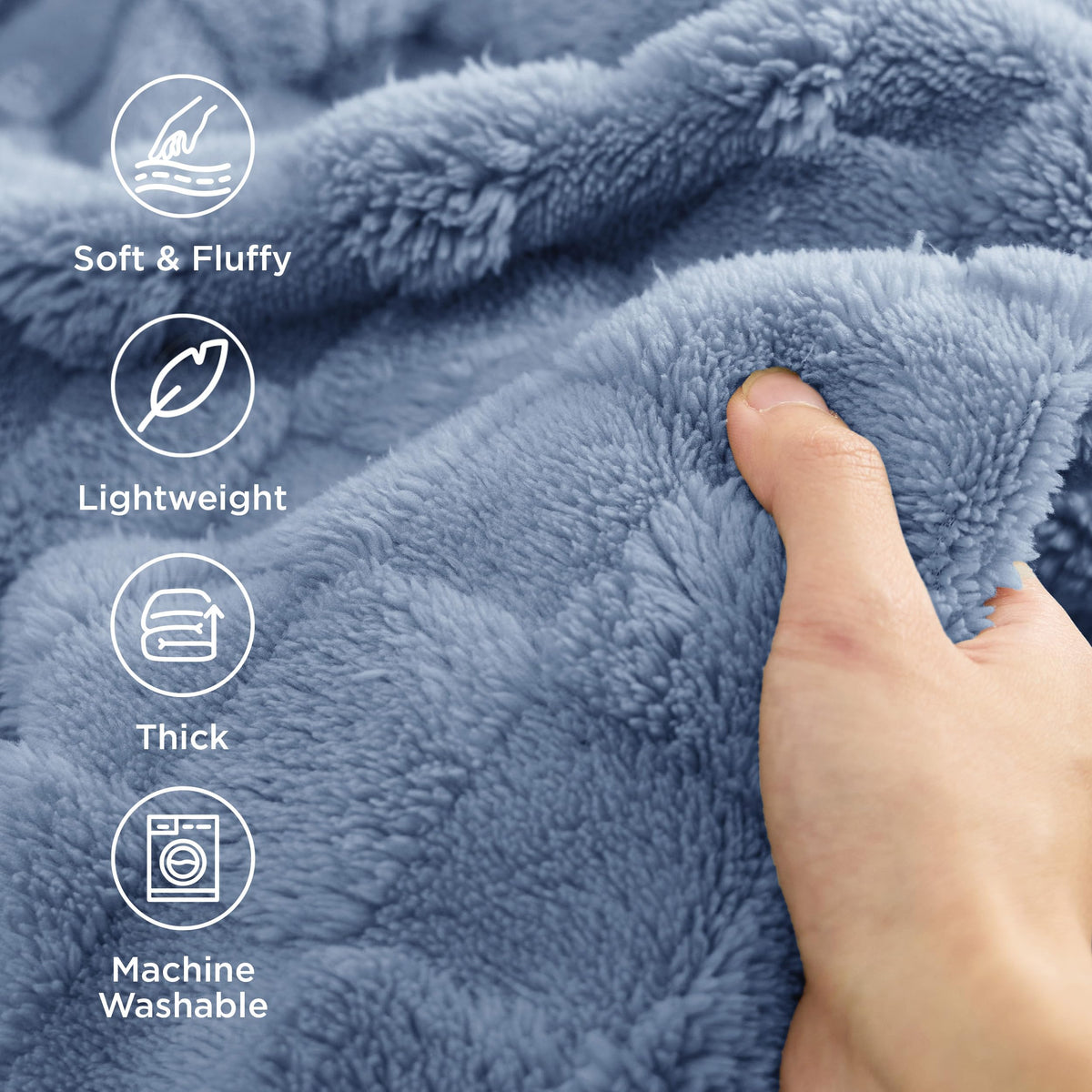 Bedsure GentleSoft Ashley Blue Throw draped over a bed for cozy morning reading sessions.