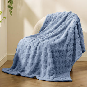 Bedsure GentleSoft Ashley Blue Throw machine washable with color stays vibrant after washing.