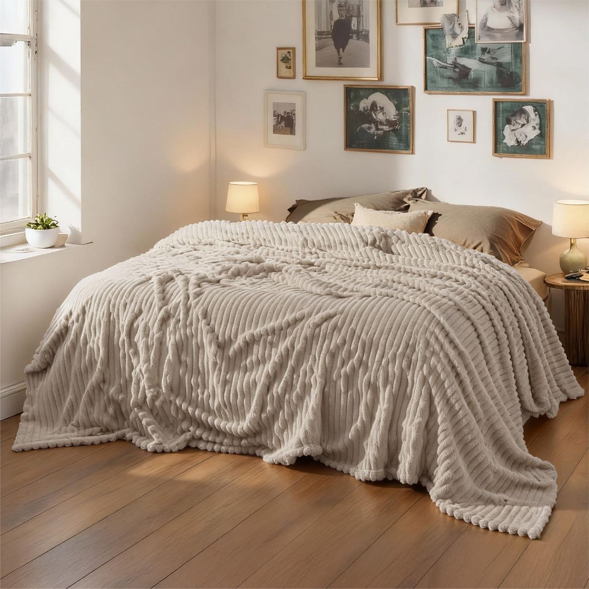 Bedsure GentleSoft blanket beige color complements bedrooms and living spaces