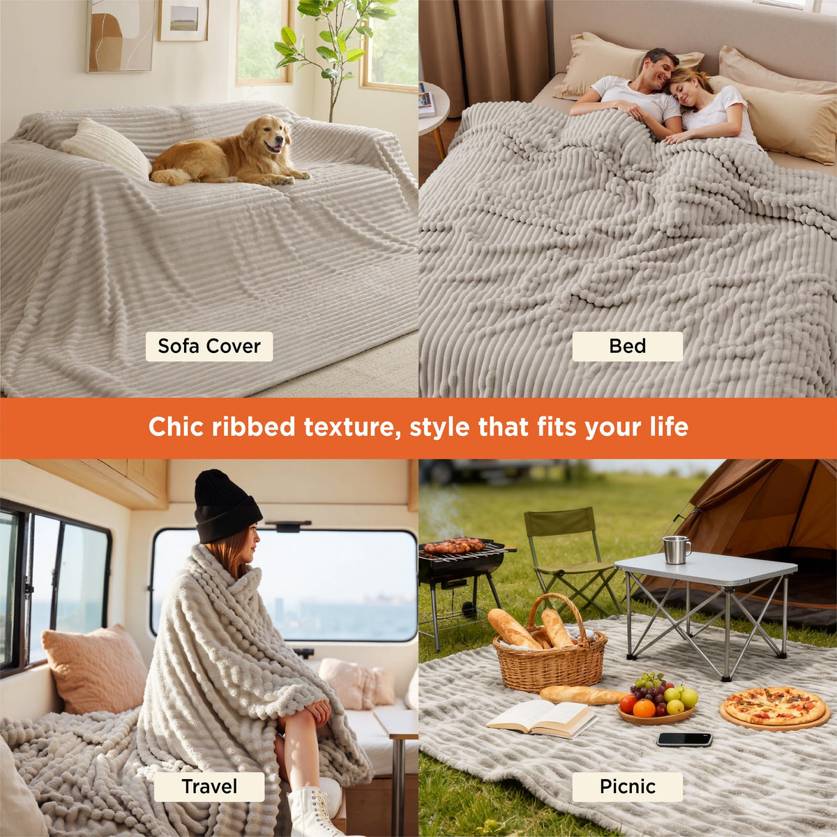Bedsure GentleSoft blanket classic stripe texture adds modern style to any room