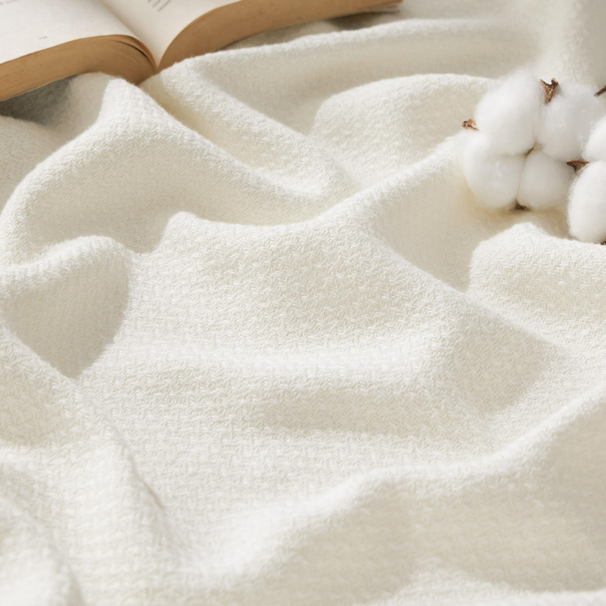Bedsure GentleSoft blanket with fine herringbone weave adds timeless style.