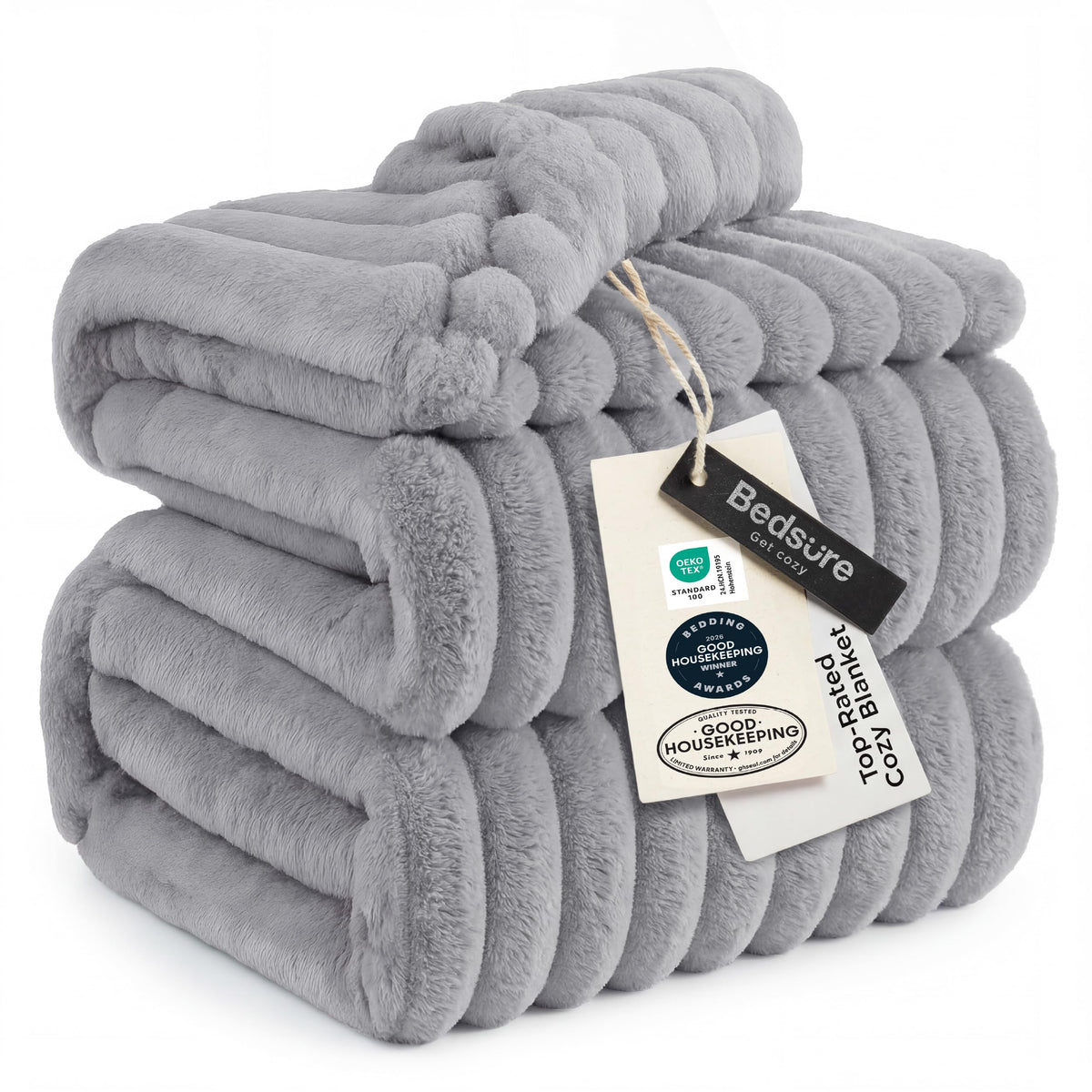 Bedsure GentleSoft blanket in queen size with striped fleece texture for cozy warmth