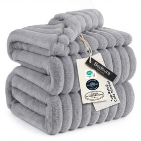 Bedsure GentleSoft blanket in queen size with striped fleece texture for cozy warmth