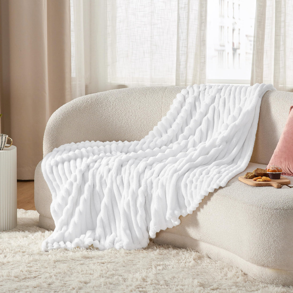 Bedsure GentleSoft throw on bed invites evening relaxation.