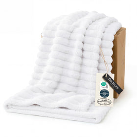 Bedsure GentleSoft blanket closeup shows plush microfiber texture for cozy warmth.