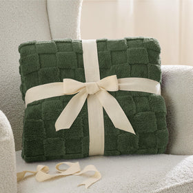 Bedsure GentleSoft Bronze Green Throw Blanket care instructions displayed