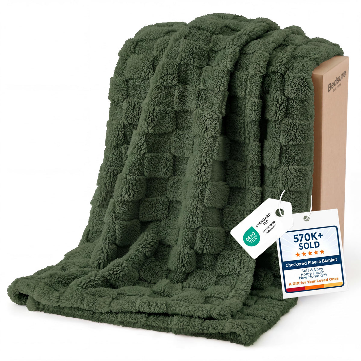 Bedsure GentleSoft Bronze Green Throw Blanket closeup of plush fleece for cozy warmth