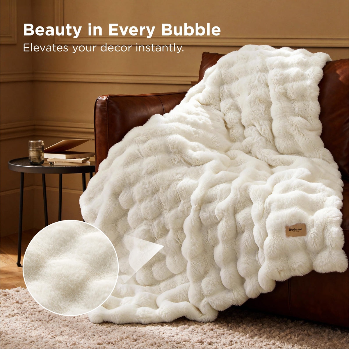 Bedsure GentleSoft bubble design close-up highlighting depth and soft sheen.