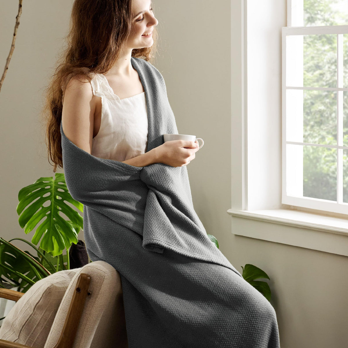 Bedsure GentleSoft 100% cotton texture highlighting natural softness.