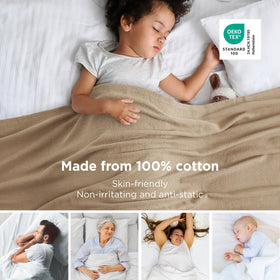 Bedsure GentleSoft cotton blanket draped over chair for style and comfort
