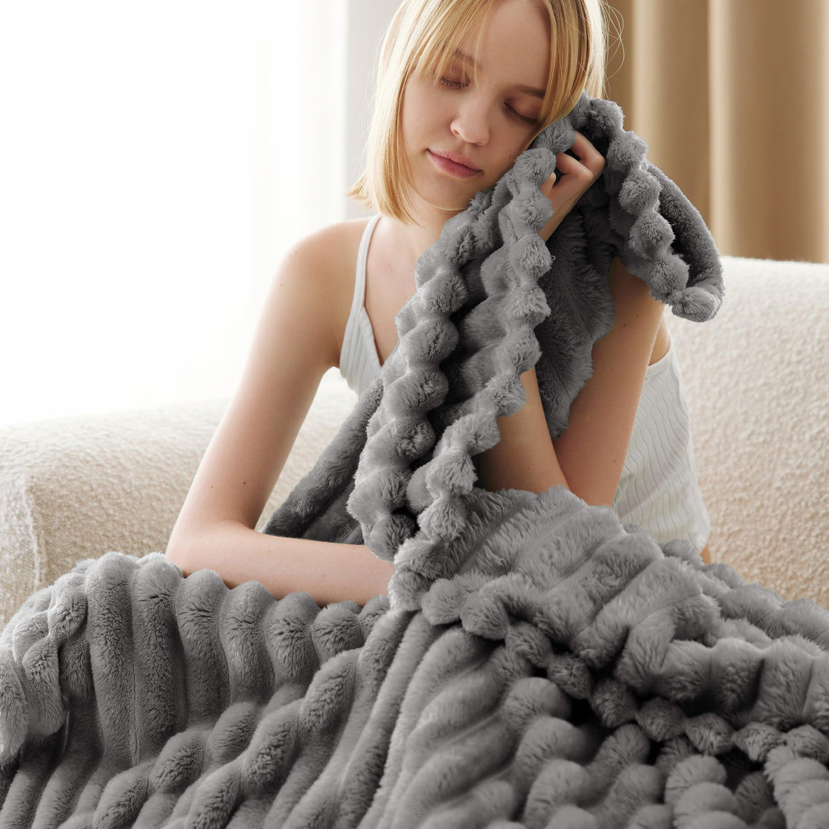 Bedsure GentleSoft cozy winter throw offers lightweight warmth for couch snuggles.