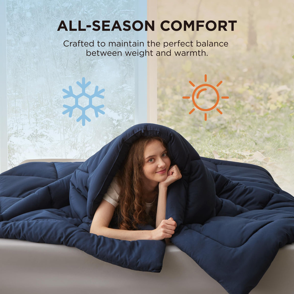 Bedsure gentlesoft down-alternative fill offers soft, hypoallergenic feel.