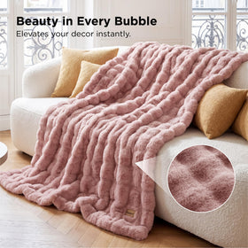 Bedsure GentleSoft front plush faux rabbit fur provides cloudlike warmth for couch evenings