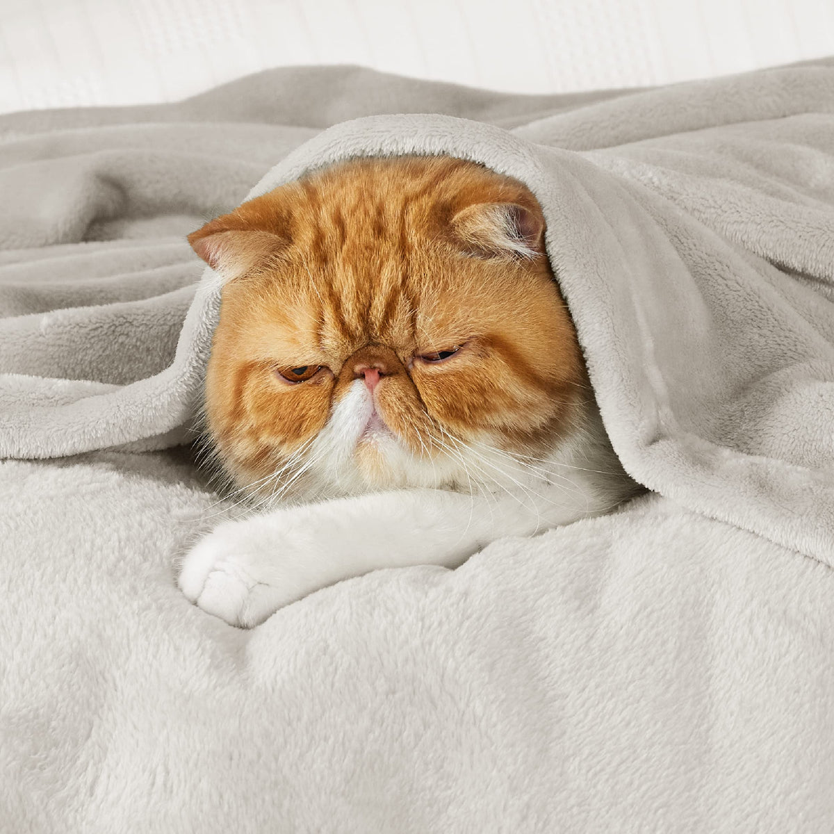 Bedsure GentleSoft fleece blanket draped over a California king bed