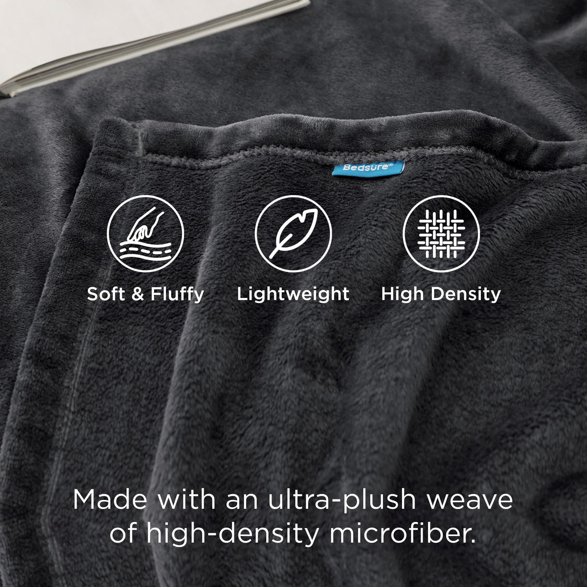 Bedsure GentleSoft fleece blanket close-up of plush fabric texture.