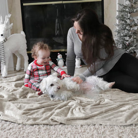 Bedsure GentleSoft fleece blanket with neat stitching along the edge for durability.
