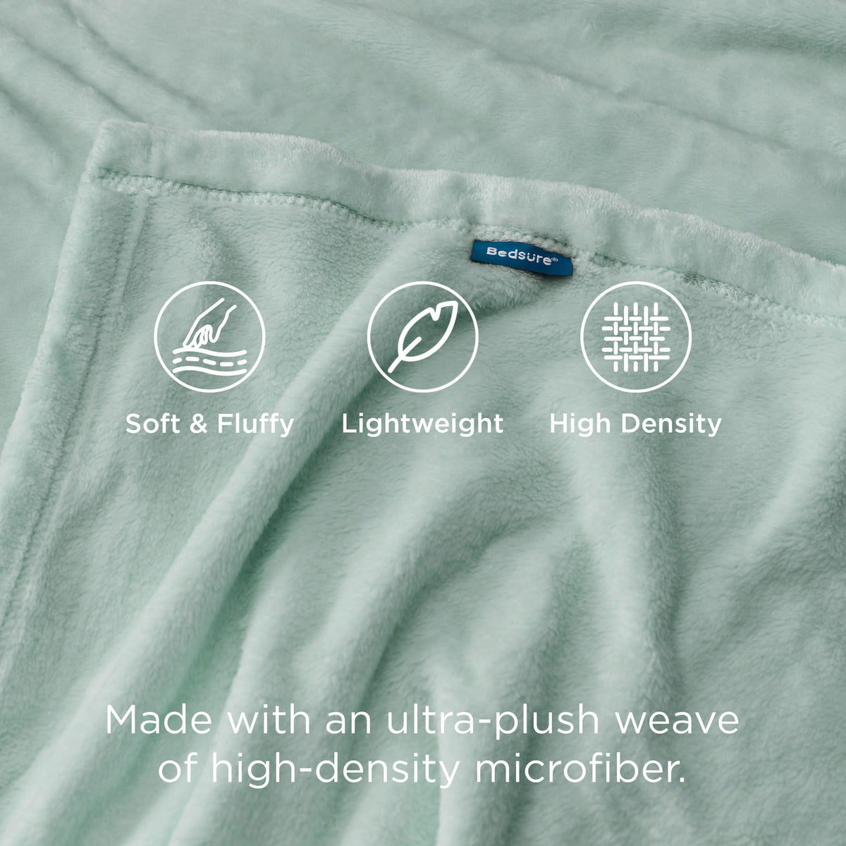 Bedsure GentleSoft fleece blanket neatly folded, highlighting soft texture and easy care.
