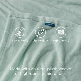 Bedsure GentleSoft fleece blanket neatly folded, highlighting soft texture and easy care.