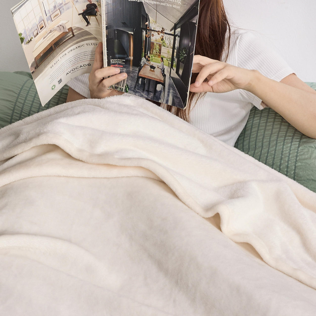 Bedsure GentleSoft blanket folded, compact and lightweight comfort.
