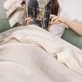 Bedsure GentleSoft blanket folded, compact and lightweight comfort.