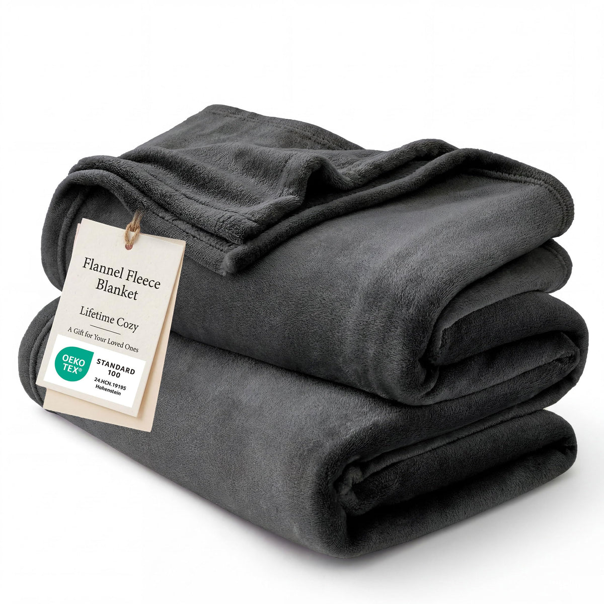 Bedsure GentleSoft fleece blanket folded in charcoal for easy storage and snuggling.