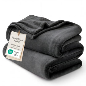 Bedsure GentleSoft fleece blanket folded in charcoal for easy storage and snuggling.