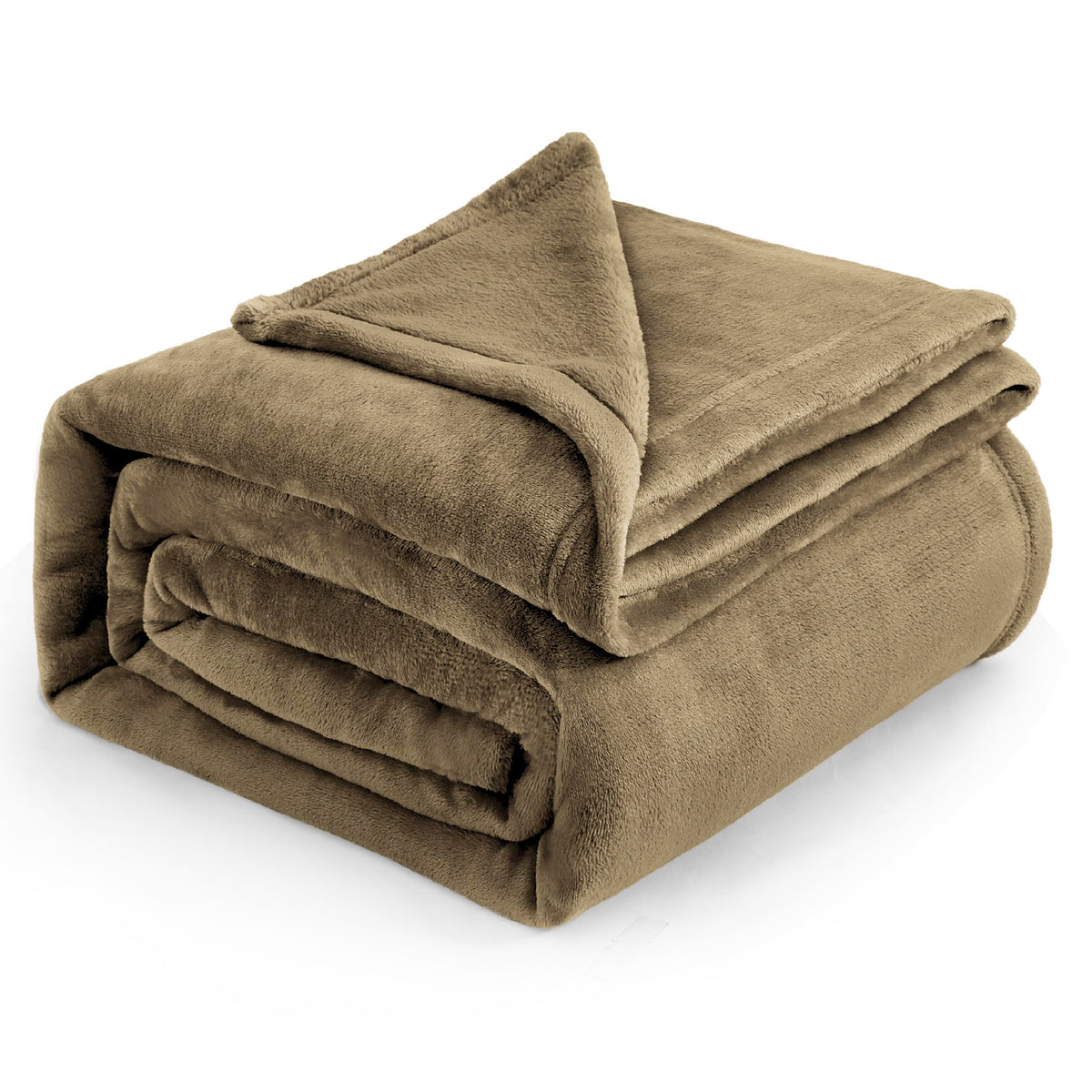 Bedsure GentleSoft fleece blanket king-size camel, plush texture for cozy warmth