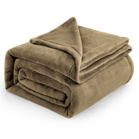 Bedsure GentleSoft fleece blanket king-size camel, plush texture for cozy warmth