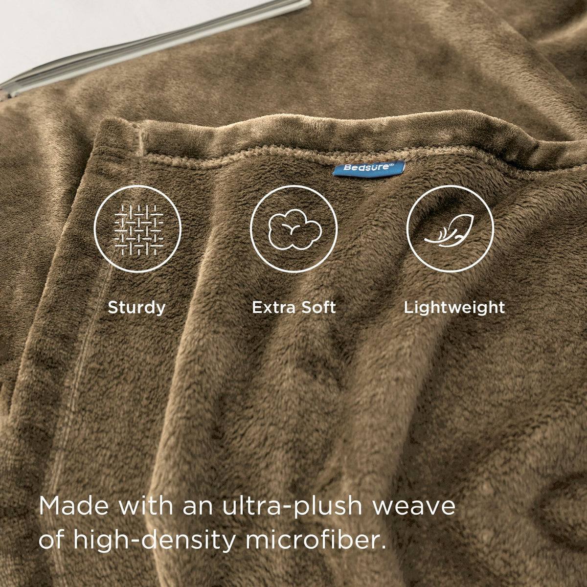 Bedsure GentleSoft fleece blanket microfiber detail, durable stitches for lasting use