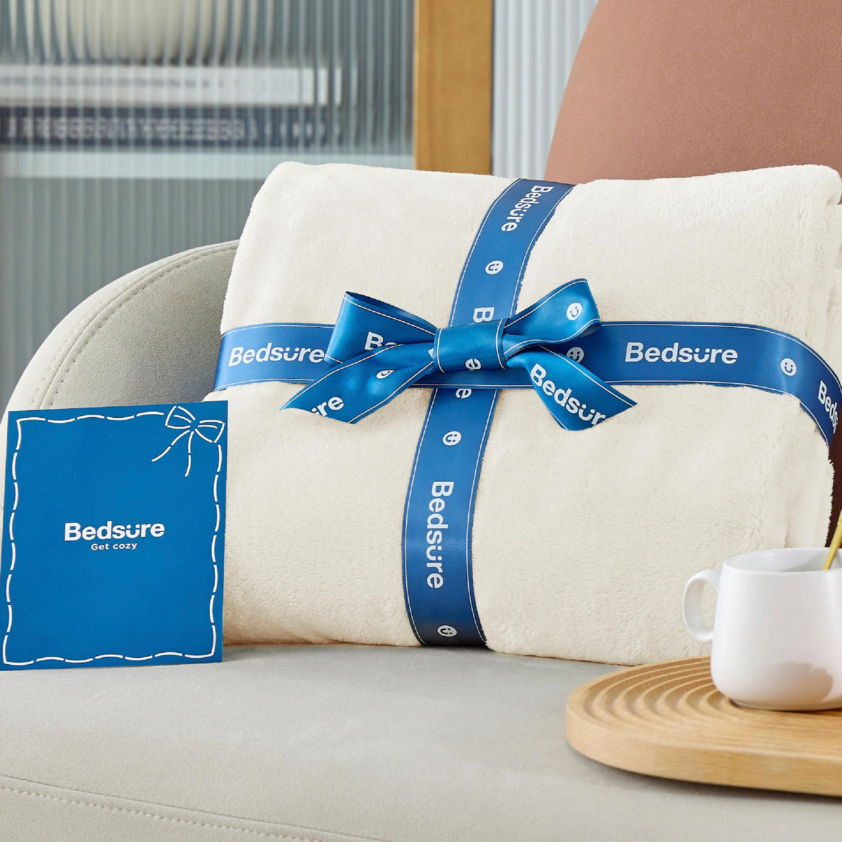 Bedsure GentleSoft blanket with pet bed setup for cozy naps.