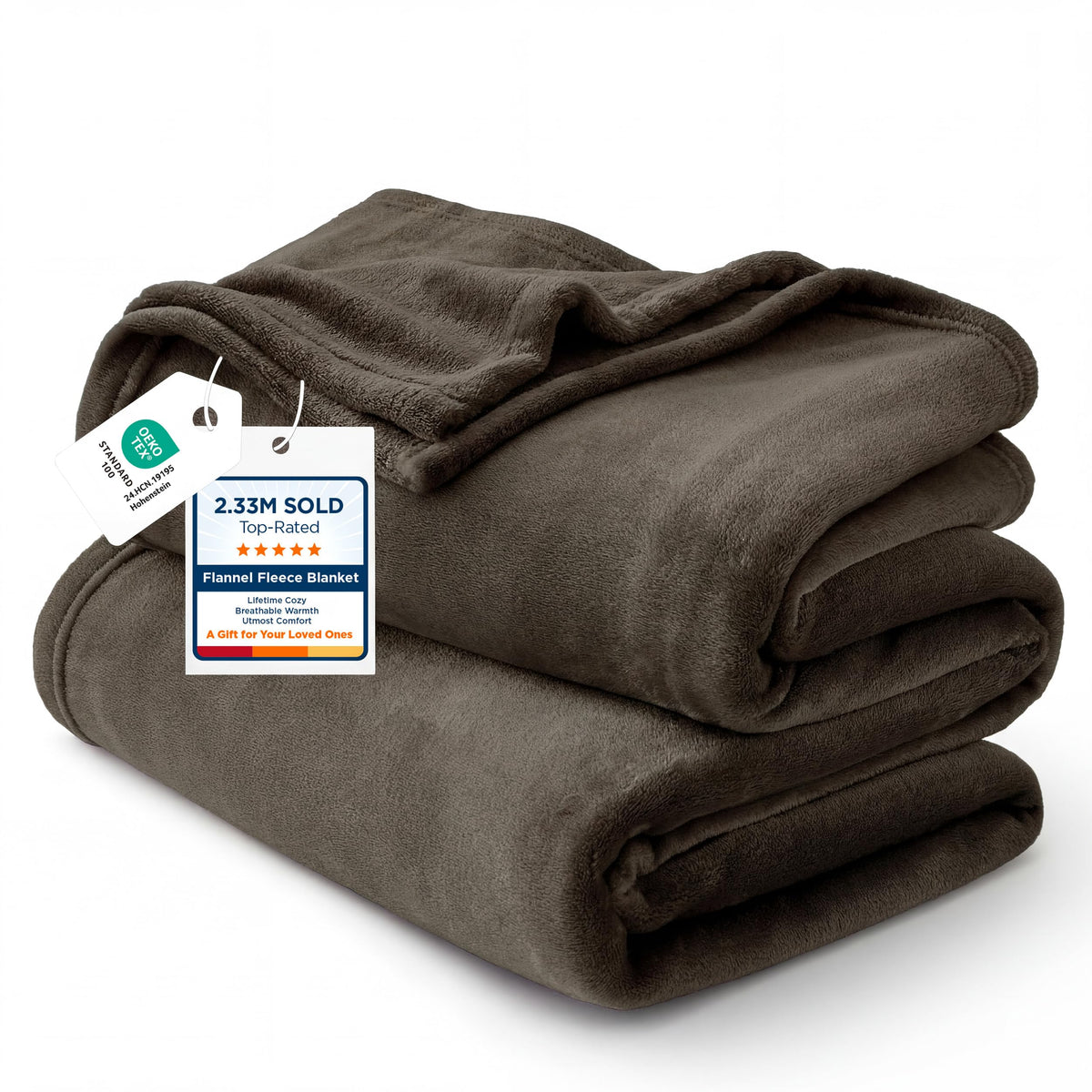 Bedsure GentleSoft fleece blanket brown close-up showing plush texture for warmth.